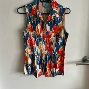 Bright cactus button down tank top
